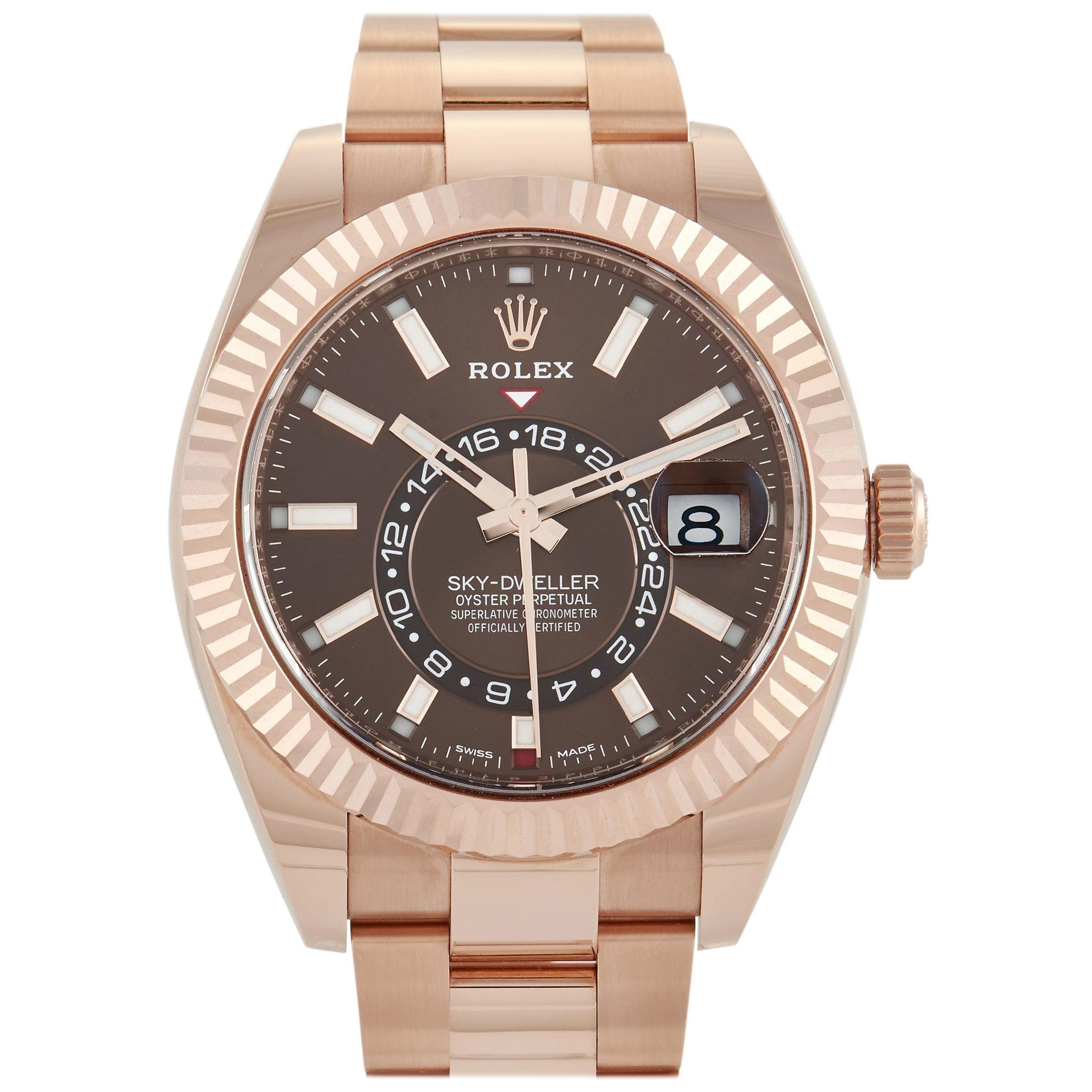 Rolex Sky-Dweller Everose Gold Chocolate Dial Watch 326935