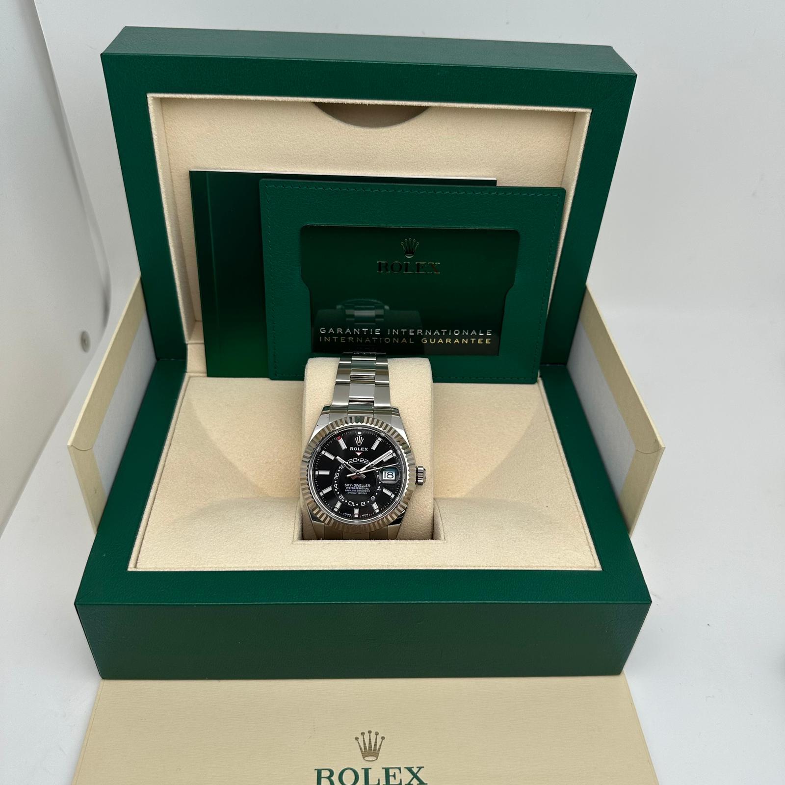 NEW Rolex Sky-Dweller Gold Steel Black Dial Oyster Band Automatic Watch 326934 For Sale 1