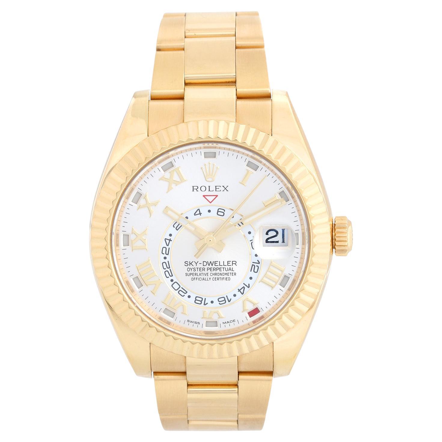 Rolex Sky-Dweller Men's 18k Yellow Gold Annual Calendar GMT Watch 326938 For Sale