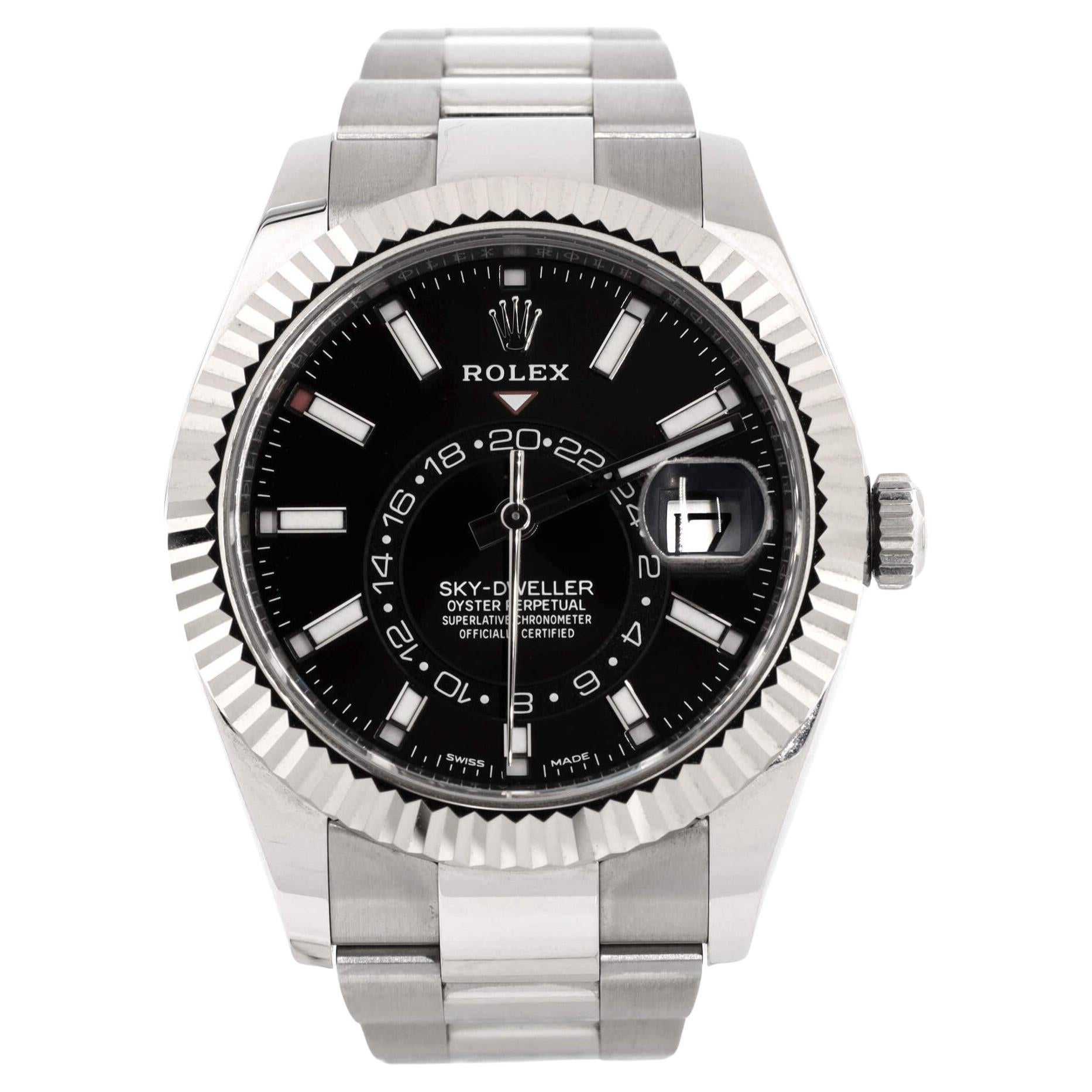 Rolex Sky-Dweller Oyster Perpetual Chronometer Black Automatic Watch Stai For Sale