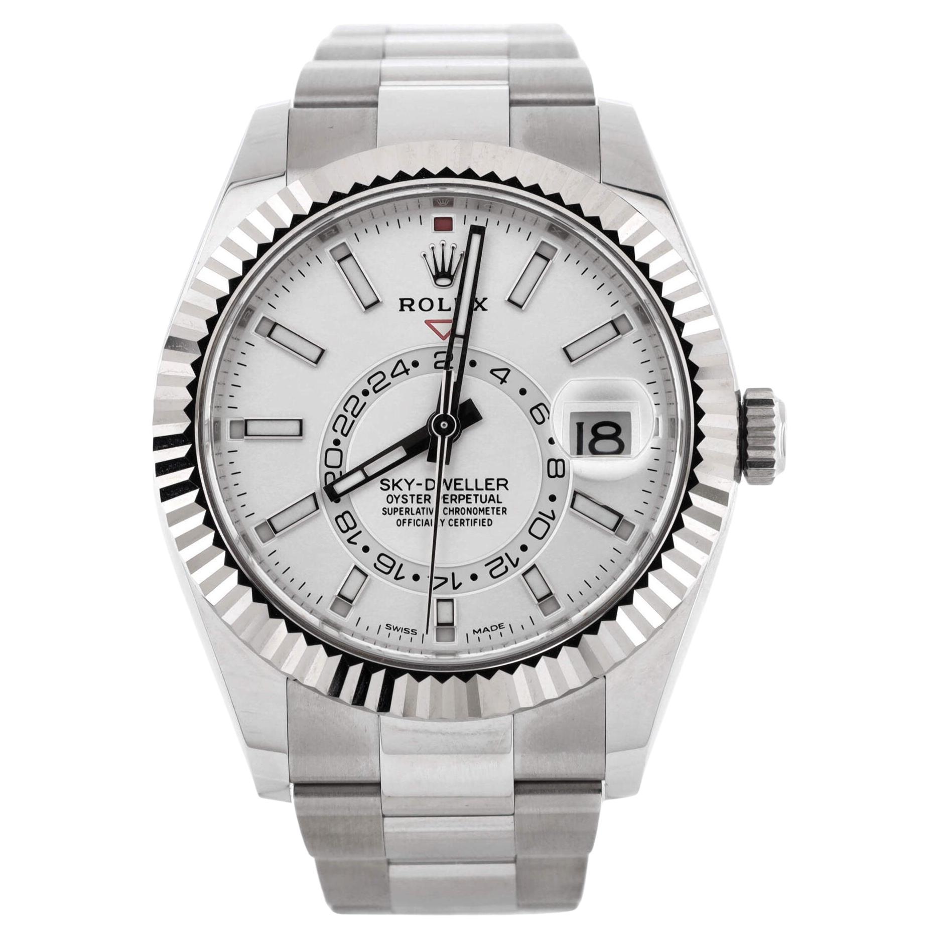 Rolex Sky-Dweller Oyster Perpetual Chronometer White Automatic Watch Stai For Sale