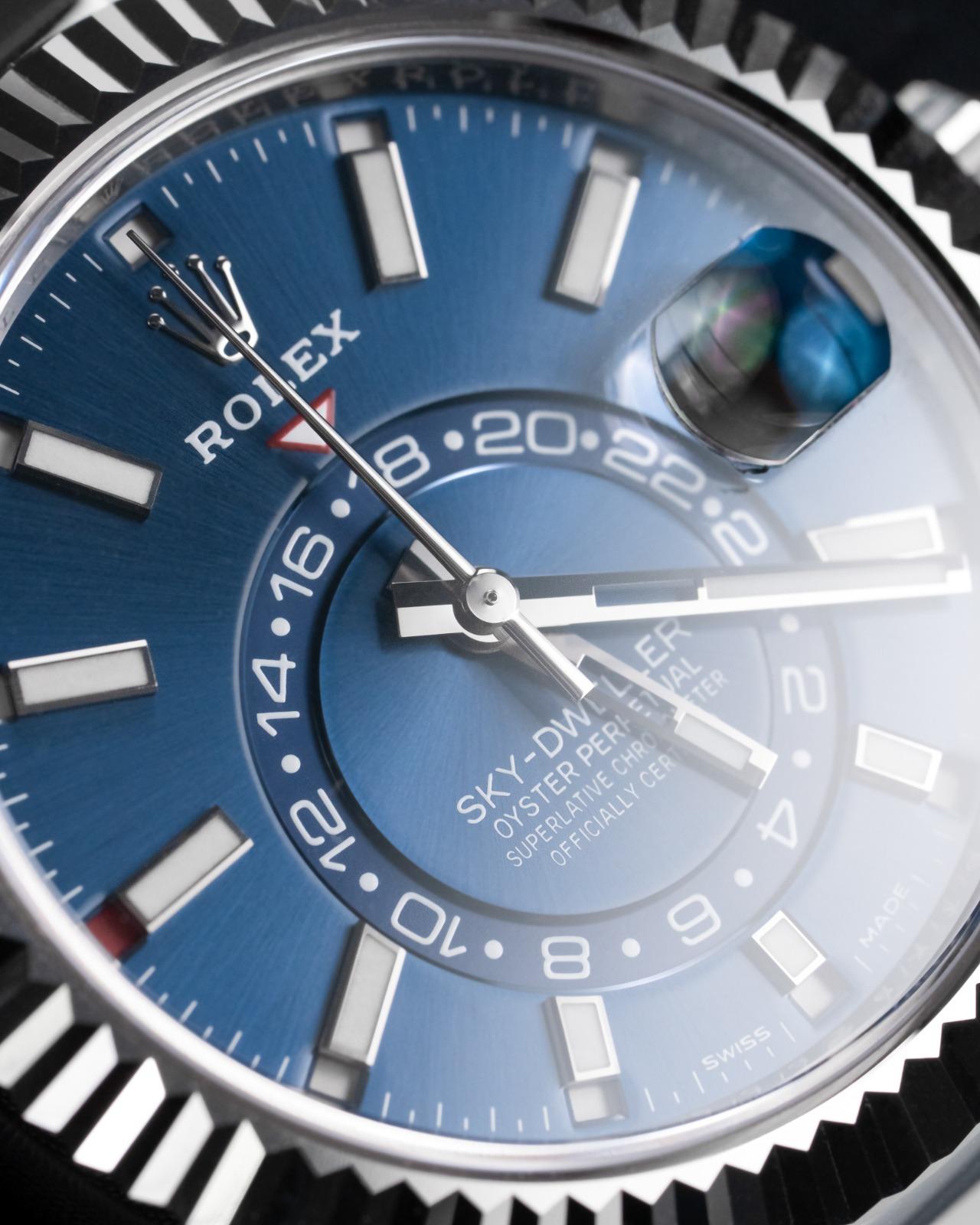 Rolex Sky-Dweller Oystersteel and White Gold Blue Dial Ref. 326934-0003 In New Condition For Sale In Melbourne, VIC