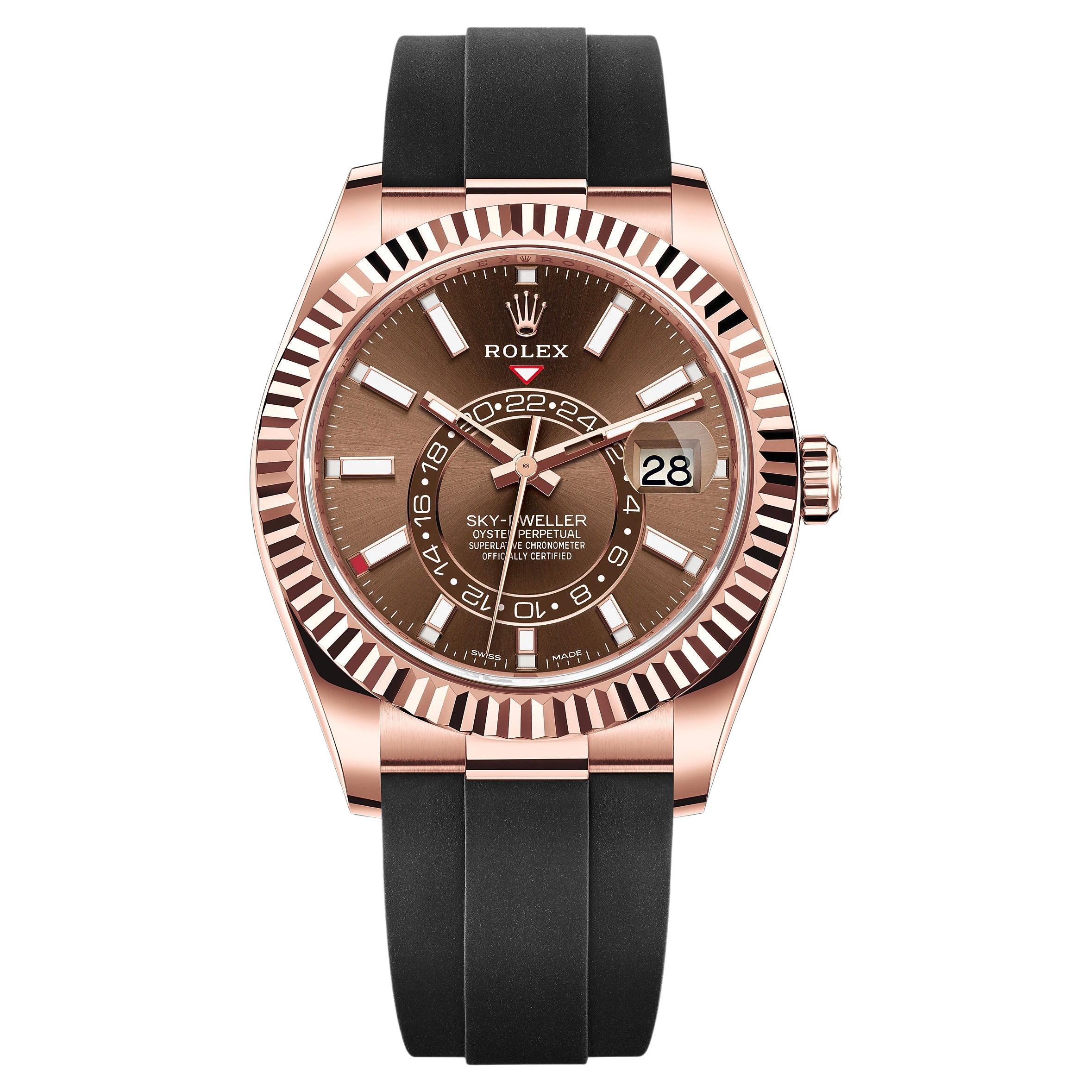 Rolex Sky-Dweller, Rose Gold, Chocolate, Ref# 326235, Unworn Watch, 2021 For Sale