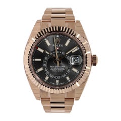 Rolex Sky-Dweller Rose Gold Rhodium Dial Fluted Bezel Watch 326935