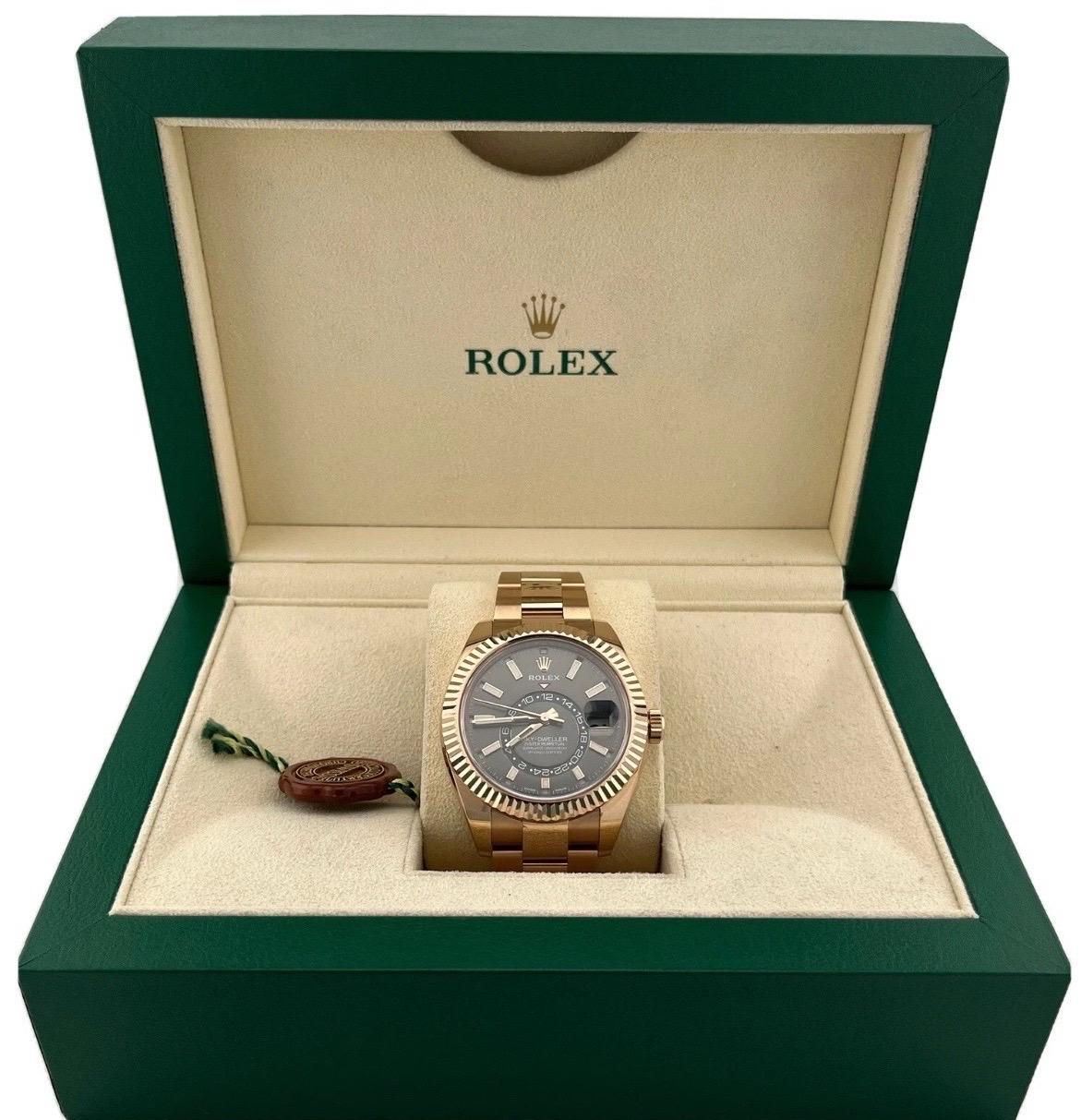 Rolex Sky-Dweller Rose Gold Rhodium Grey Index 42mm Dial 326935 Box & Papers For Sale 9