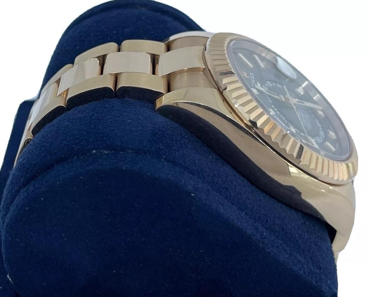 Rolex Sky-Dweller Rose Gold Rhodium Grey Index 42mm Dial 326935 Box & Papers For Sale 2