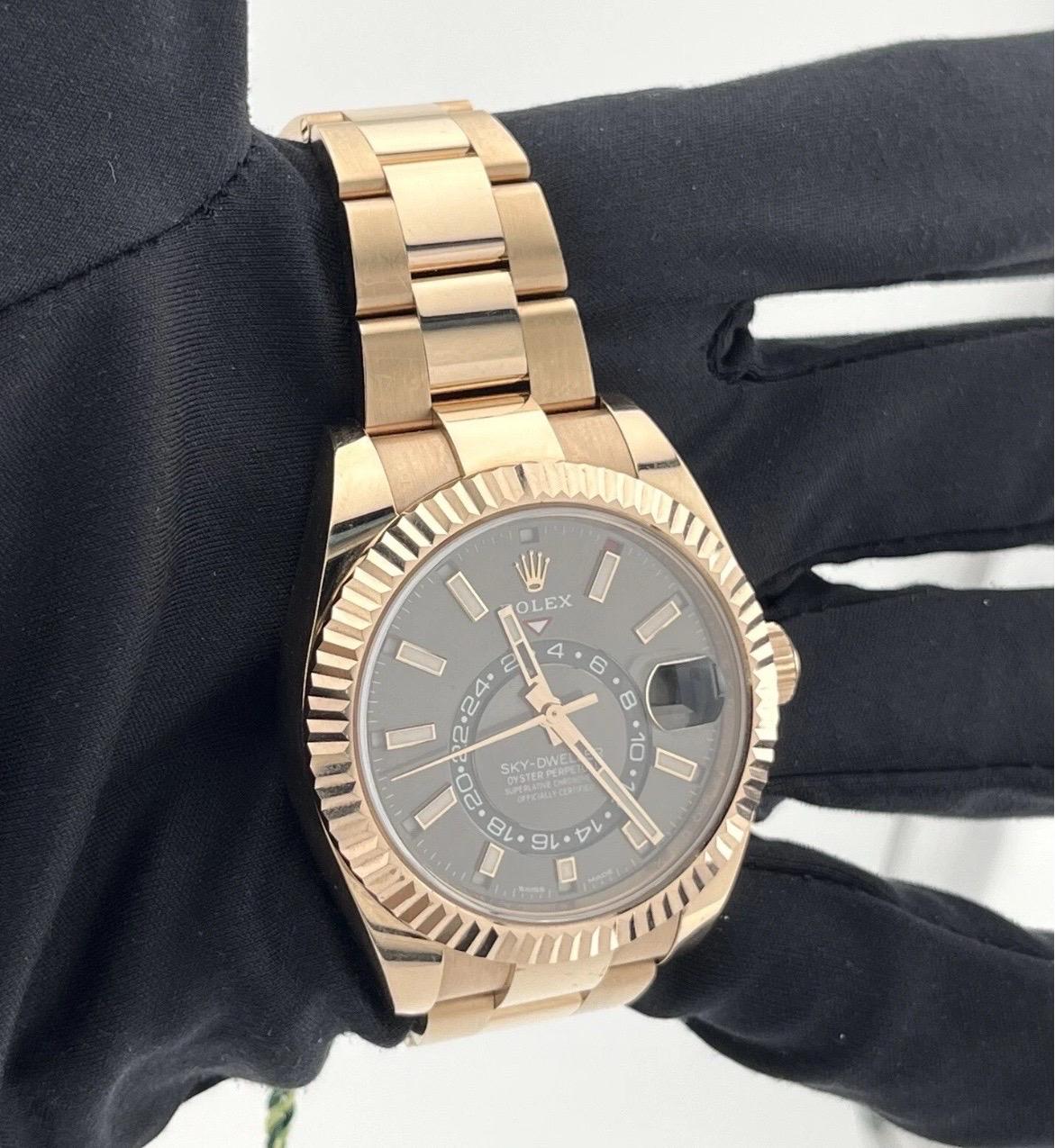 Rolex Sky-Dweller Rose Gold Rhodium Grey Index 42mm Dial 326935 Box & Papers For Sale 5