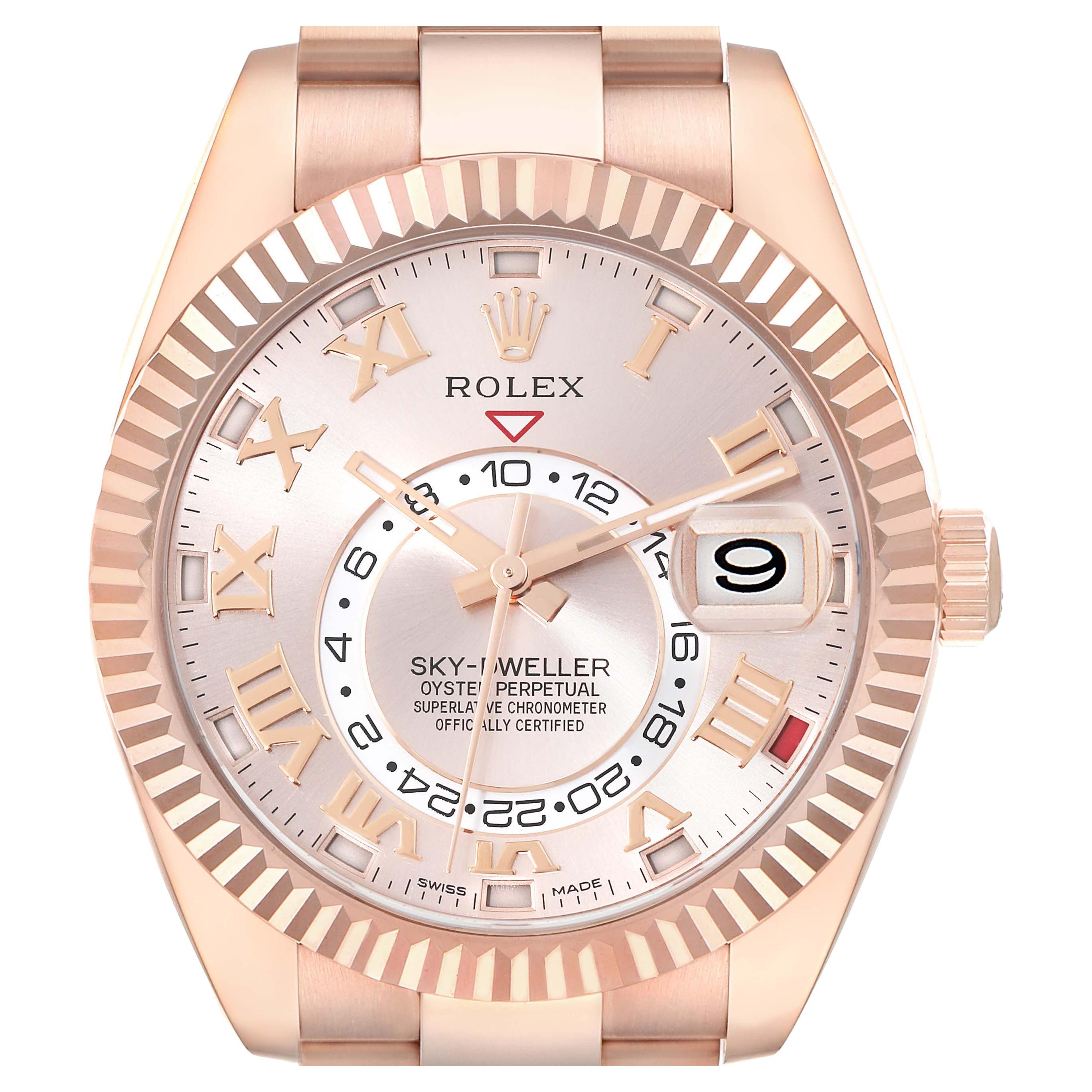 Rolex Sky-Dweller Rose Gold Sundust Dial Mens Watch 326935 Box Card For Sale