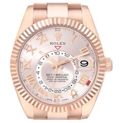 Used Rolex Sky-Dweller Rose Gold Sundust Dial Mens Watch 326935 Box Card