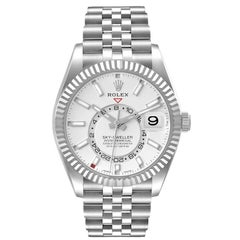 Rolex Sky-Dweller Silver Dial Steel White Gold Mens Watch 326934 Box Card