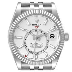 Rolex Sky-Dweller Silver Dial Steel White Gold Mens Watch 326934 Box Card