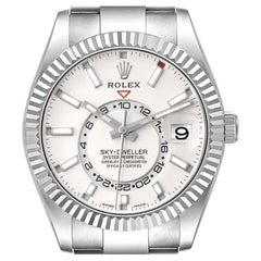 Rolex Sky-Dweller Silver Dial Steel White Gold Mens Watch 326934 Box Card