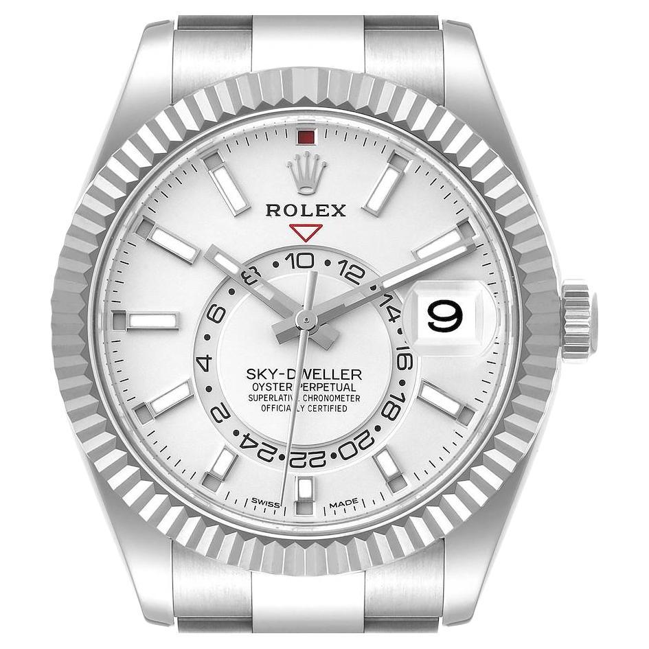 Rolex Sky-Dweller Esfera plateada Acero Oro blanco Reloj caballero 326934 Sin usar