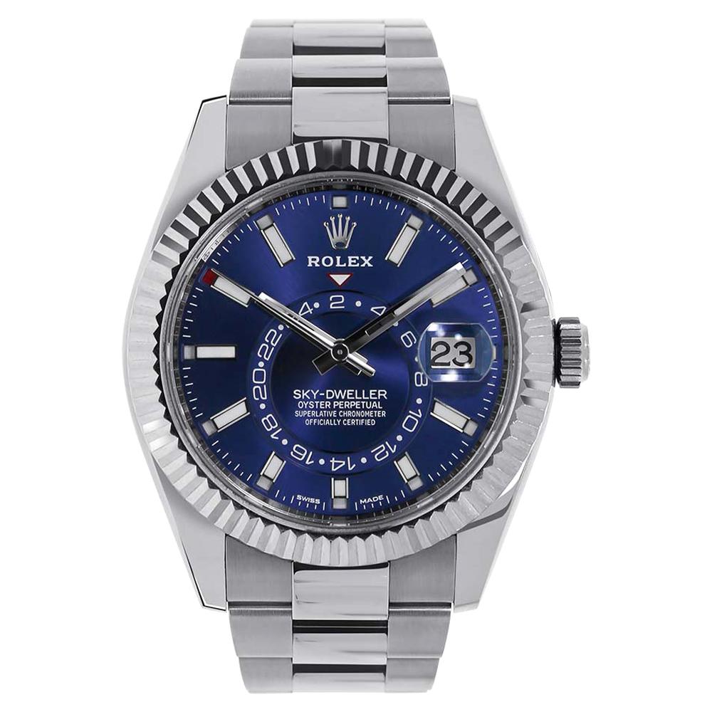 Rolex Sky-Dweller Stainless-Steel Blue Dual Time Zone Watch 326934