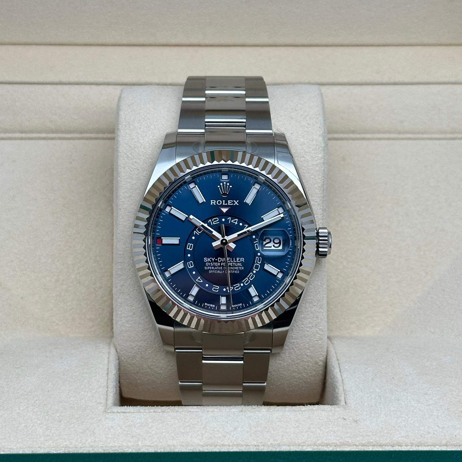 Rolex Sky-Dweller Steel 18K White Gold Blue Dial Automatic Mens Watch 326934 NEW 4