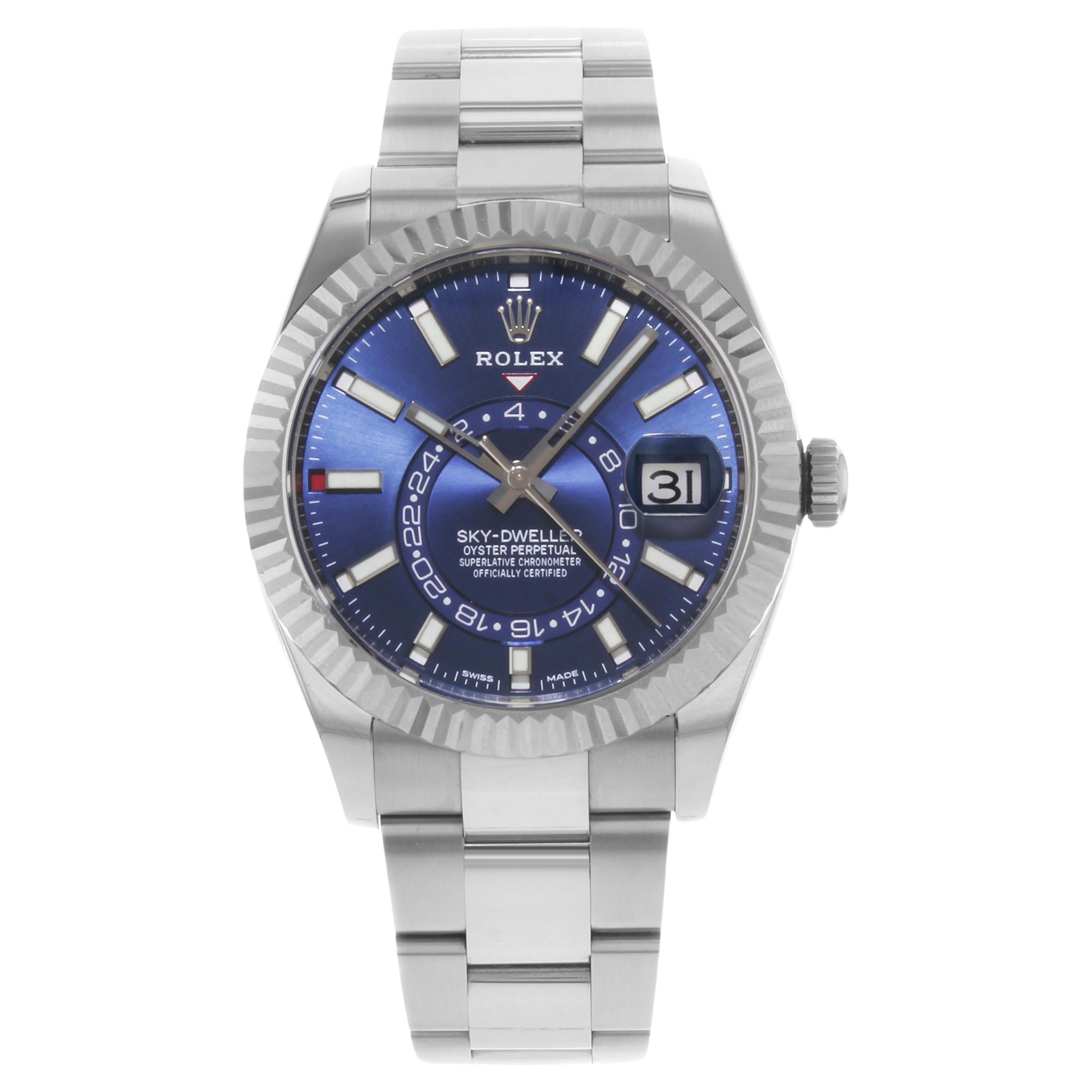 NEW Rolex Sky-Dweller Steel 18K White Gold Blue Dial Automatic Men Watch 336934  For Sale