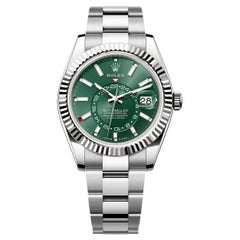 Used Rolex Sky-Dweller Steel 18K White Gold Mint Green Dial Automatic Watch 336934