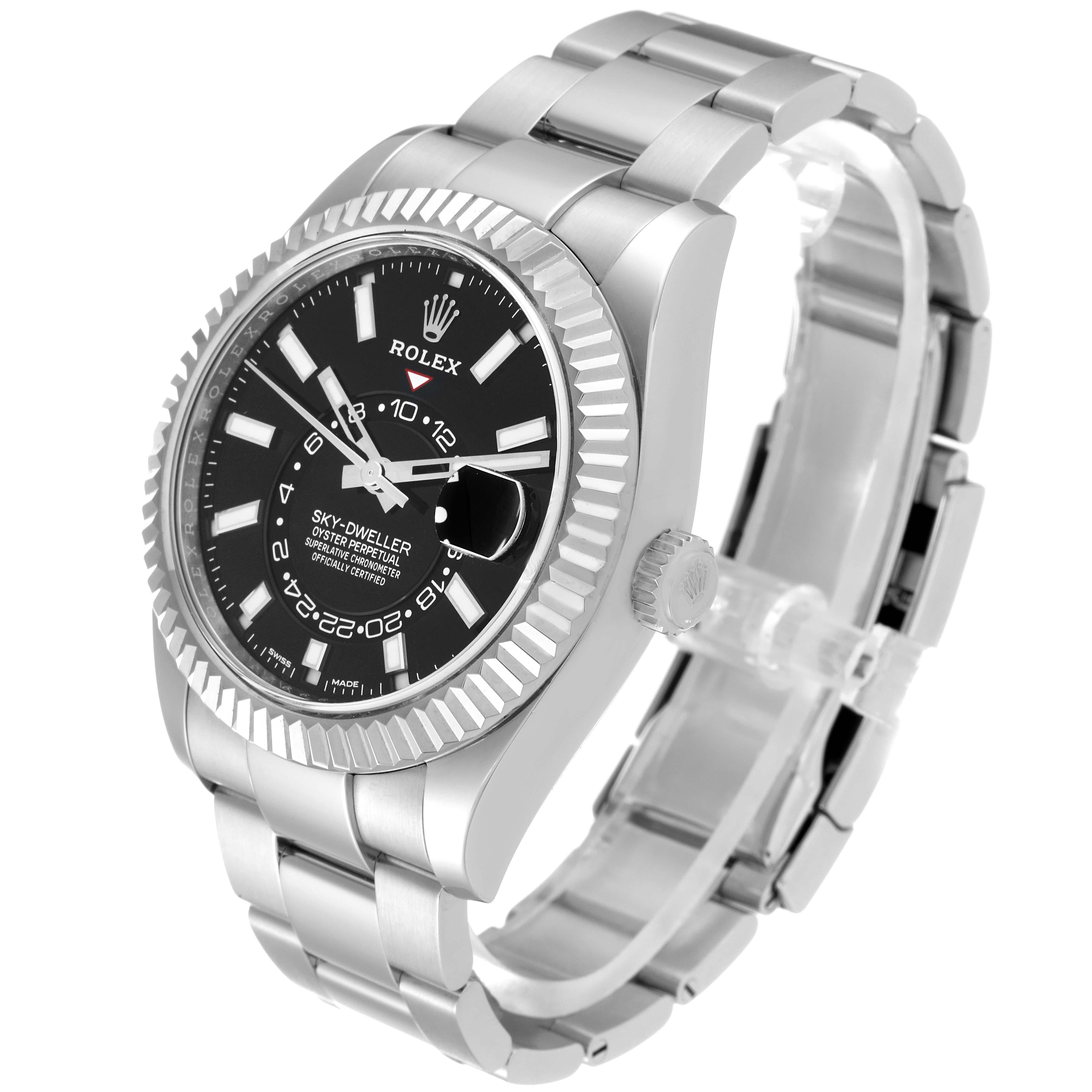 Rolex Sky-Dweller Steel White Gold Black Dial Mens Watch 326934 Box Card For Sale 1