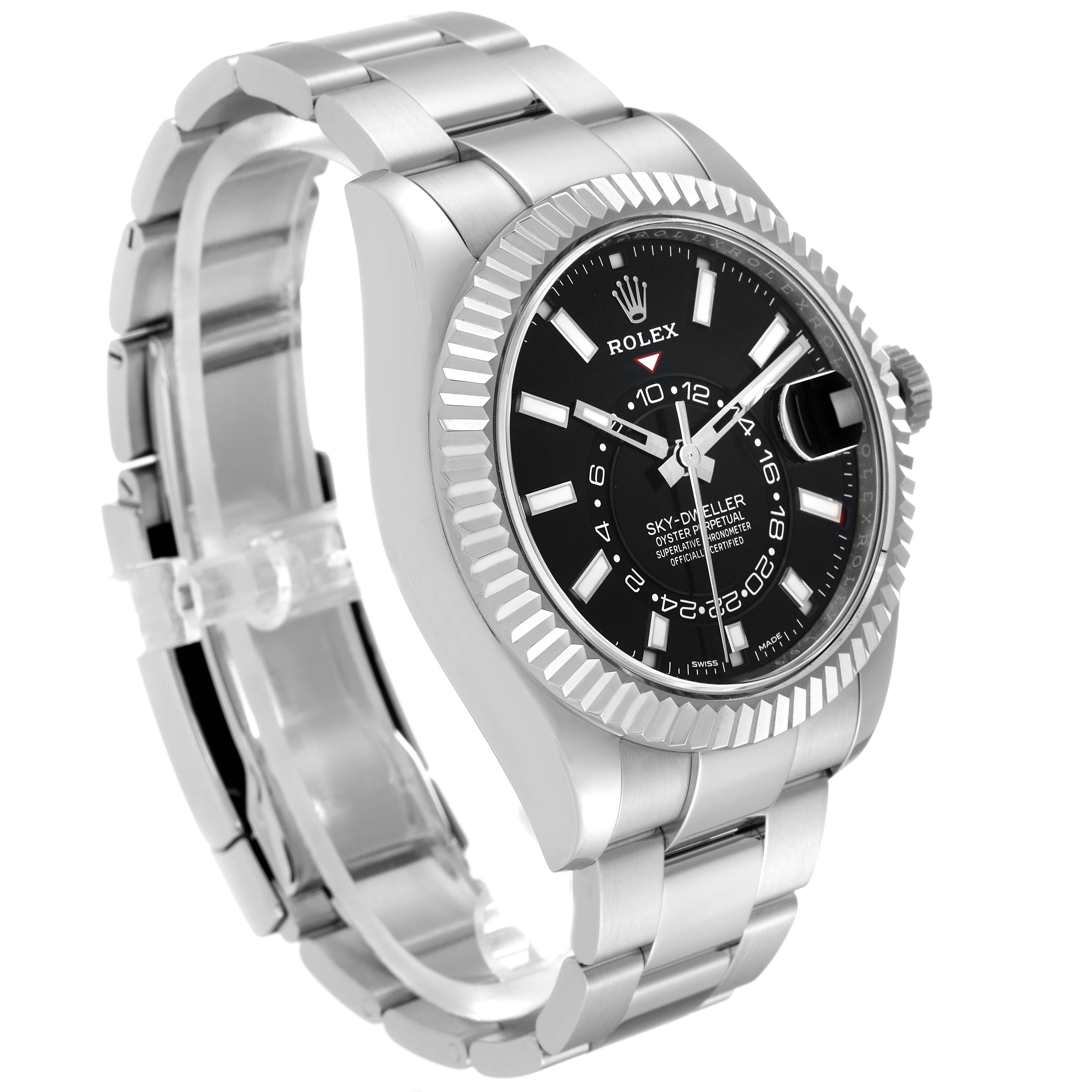 Rolex Sky-Dweller Steel White Gold Black Dial Mens Watch 326934 Box Card For Sale 3