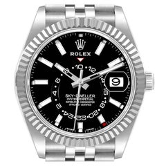 Rolex Sky-Dweller Steel White Gold Black Dial Mens Watch 326934 Box Card