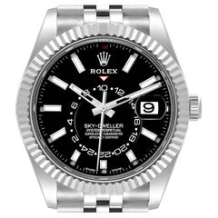 Rolex Sky-Dweller Steel White Gold Black Dial Mens Watch 326934 Unworn