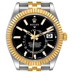 Rolex Sky Dweller Steel Yellow Gold Black Dial Mens Watch 326933 Unworn