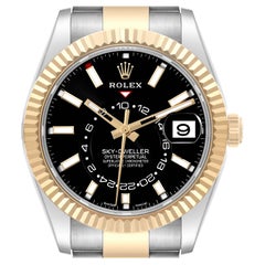 Rolex Sky Dweller Steel Yellow Gold Black Dial Mens Watch 326933 Unworn