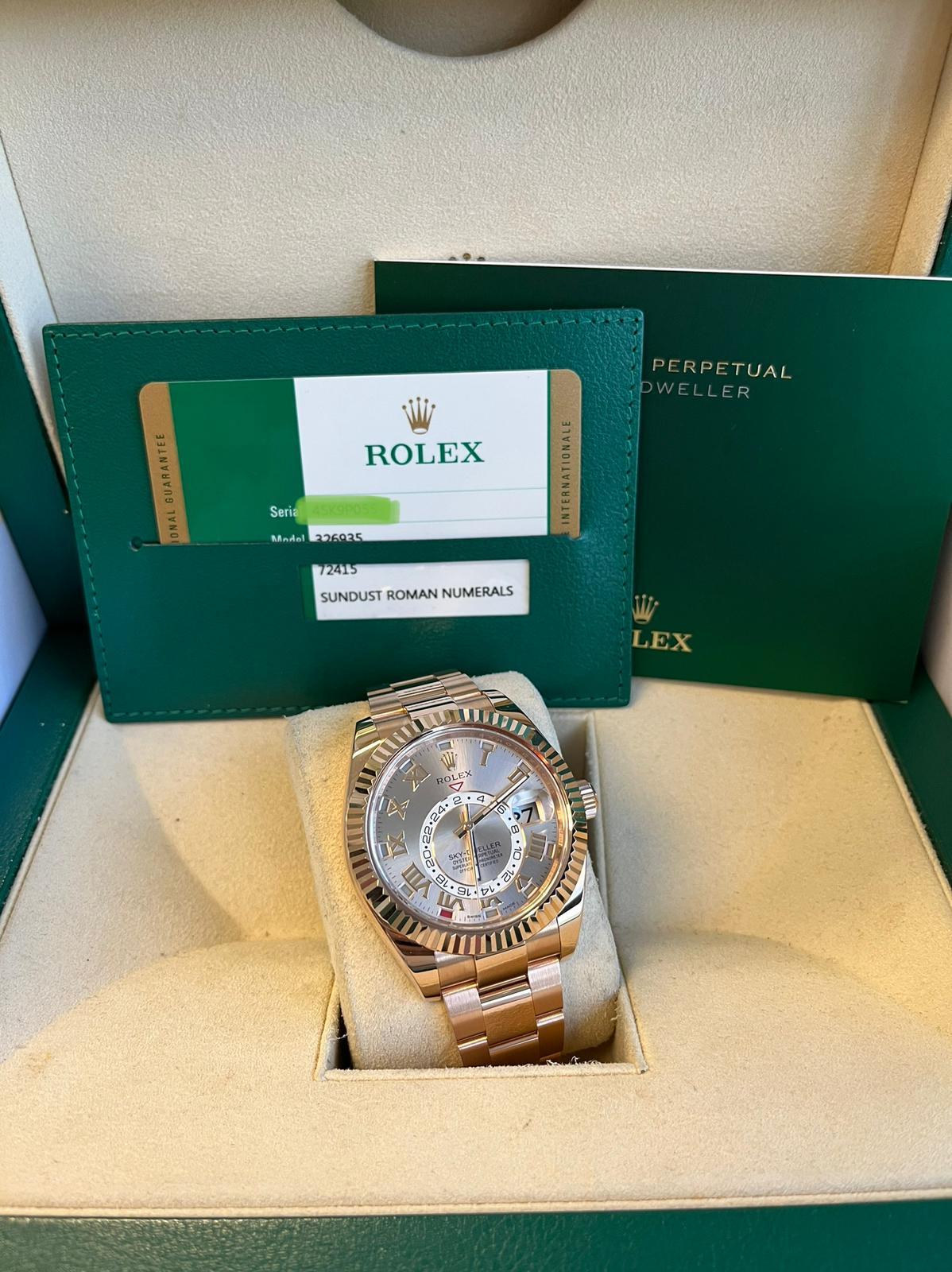 Rolex Sky-Dweller Rose Gold Sundust Arabic Dial Oyster Perpetual Watch 326935 3