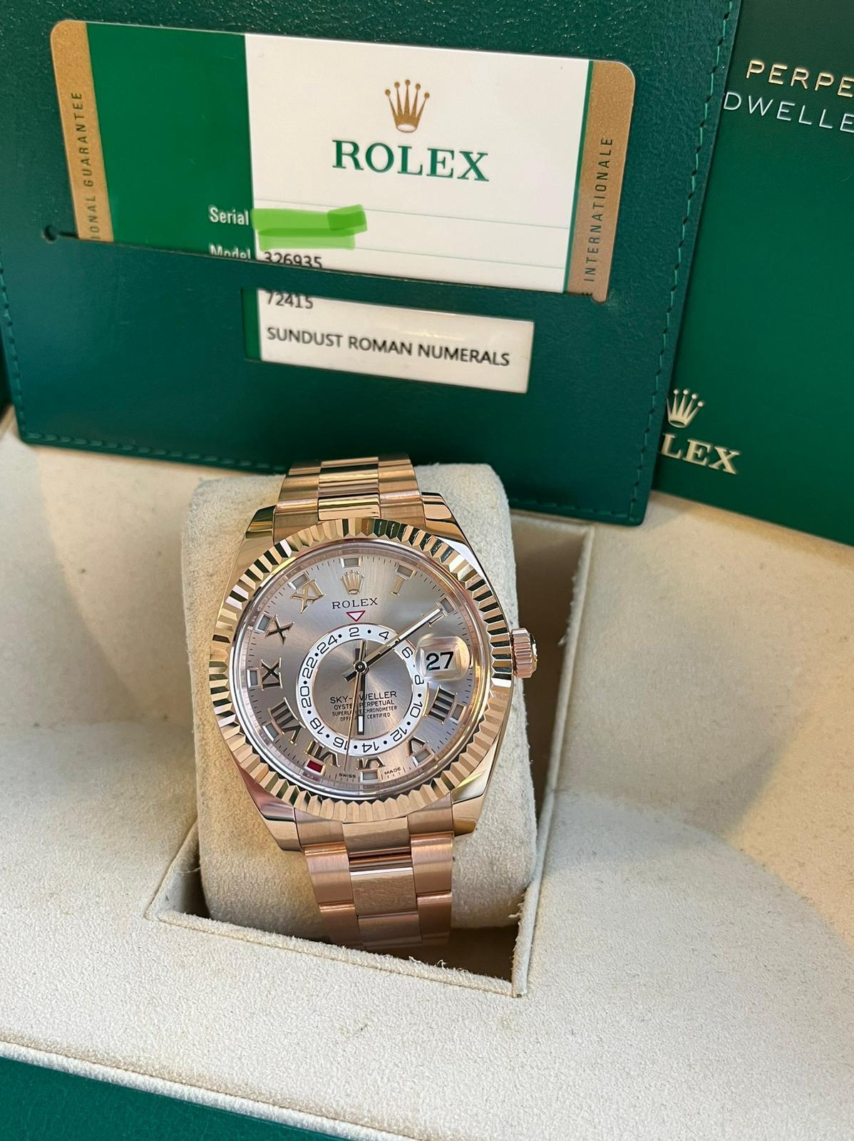 Rolex Sky-Dweller Rose Gold Sundust Arabic Dial Oyster Perpetual Watch 326935 5