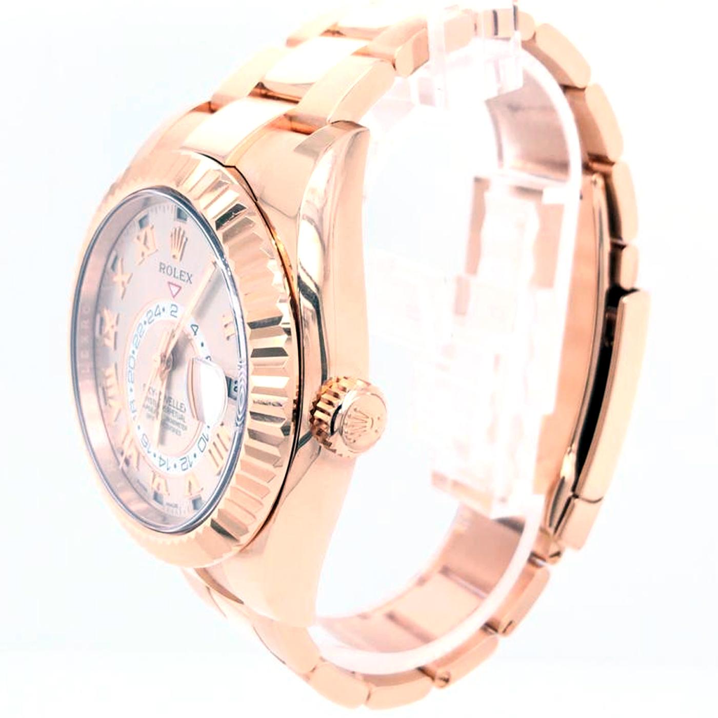 Modernist Rolex Sky-Dweller Rose Gold Sundust Arabic Dial Oyster Perpetual Watch 326935