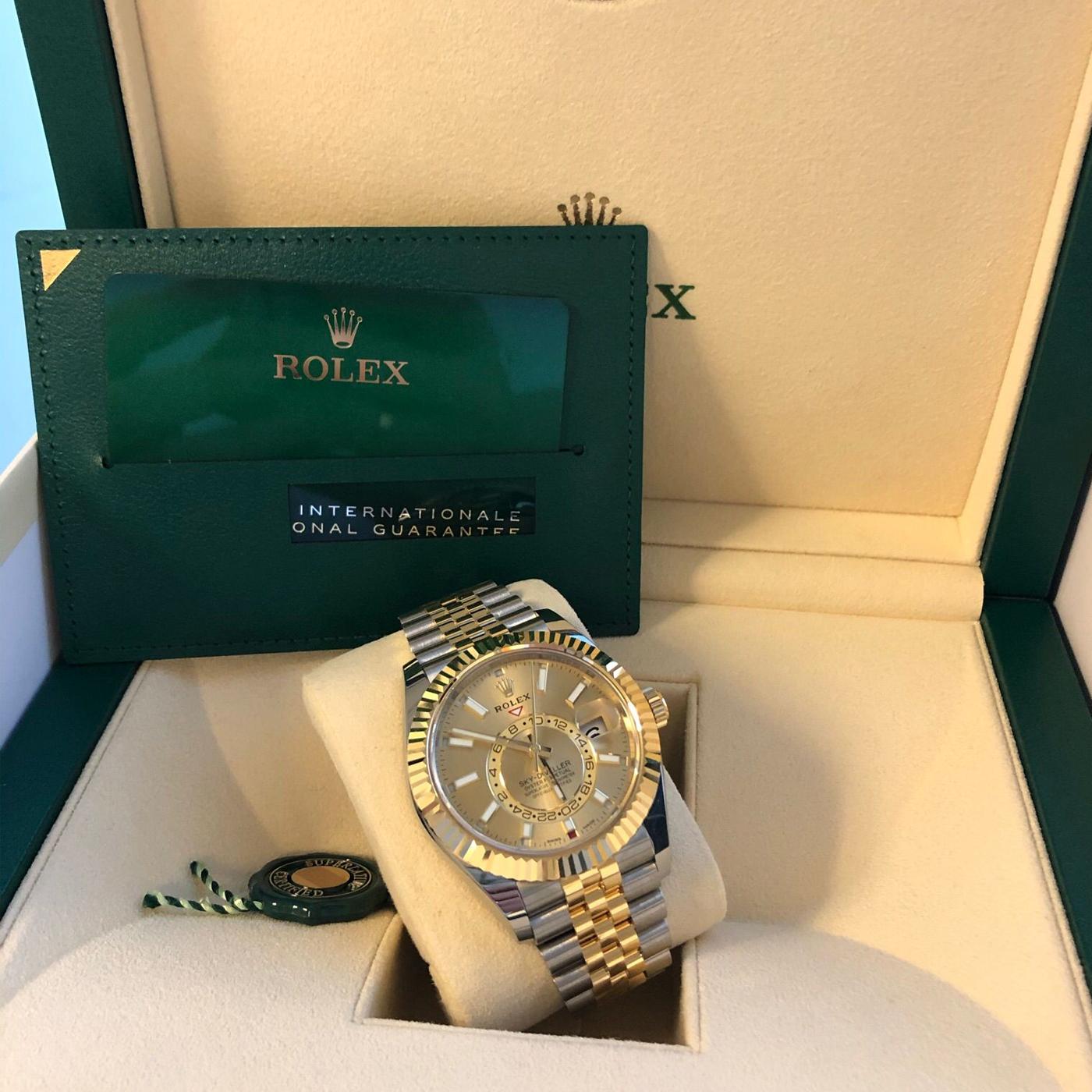 Rolex Sky-Dweller Two-Tone Stainless Steel Yellow Gold Champagne Dial 326933 1