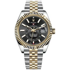 Montre Rolex Sky-Dweller bicolore en acier & Cadran noir en or jaune 18 carats 326933