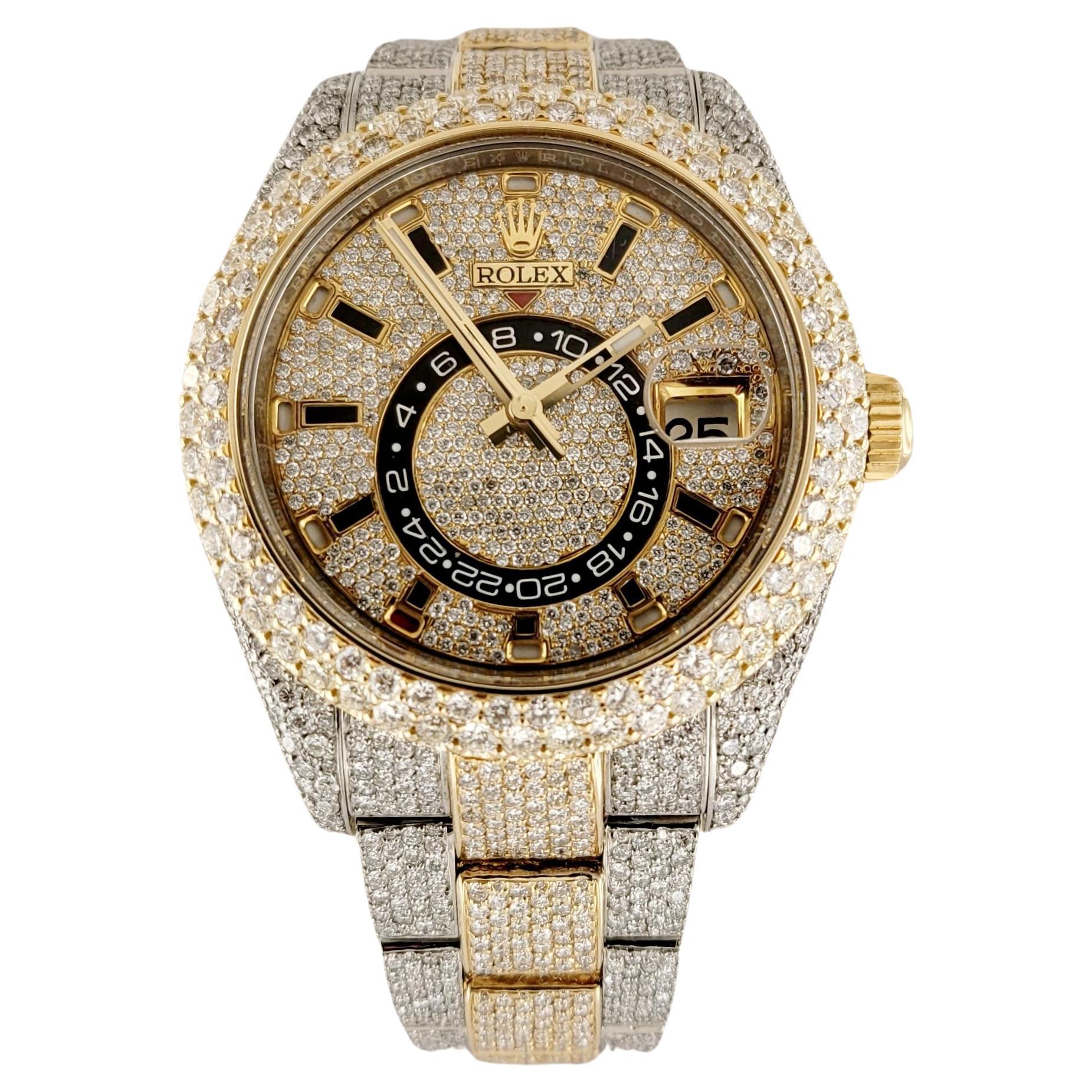 Brand Rolex 
Model Sky-Dweller
Two-Tone & Diamonds 
Movement Automatic 
Case Material Stainless Steel & Yellow Gold
Case Size 42mm
Band Material Stainless Steel & Yellow Gold
Diamonds 38.00 ctw
Diamond Clarity VS
Color Grade F
Condition Mint
Comes