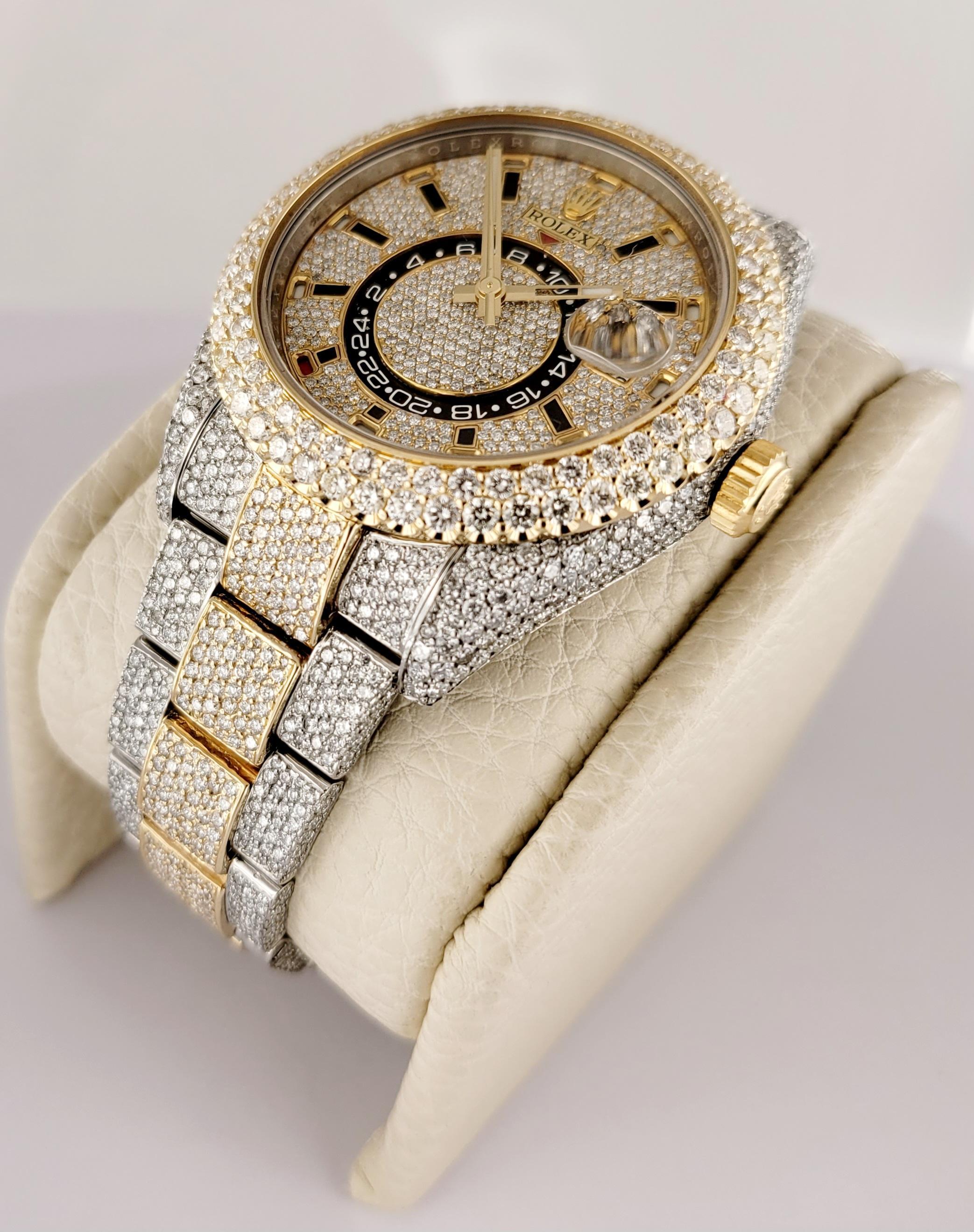 Rolex Sky-Dweller  Watch in Two tone with Diamonds In Excellent Condition For Sale In New York, NY