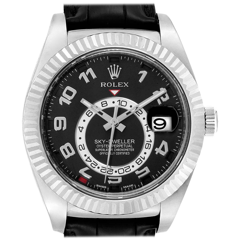 Rolex Sky-Dweller White Gold Black Dial Men's Watch 326139 Box Card For Sale