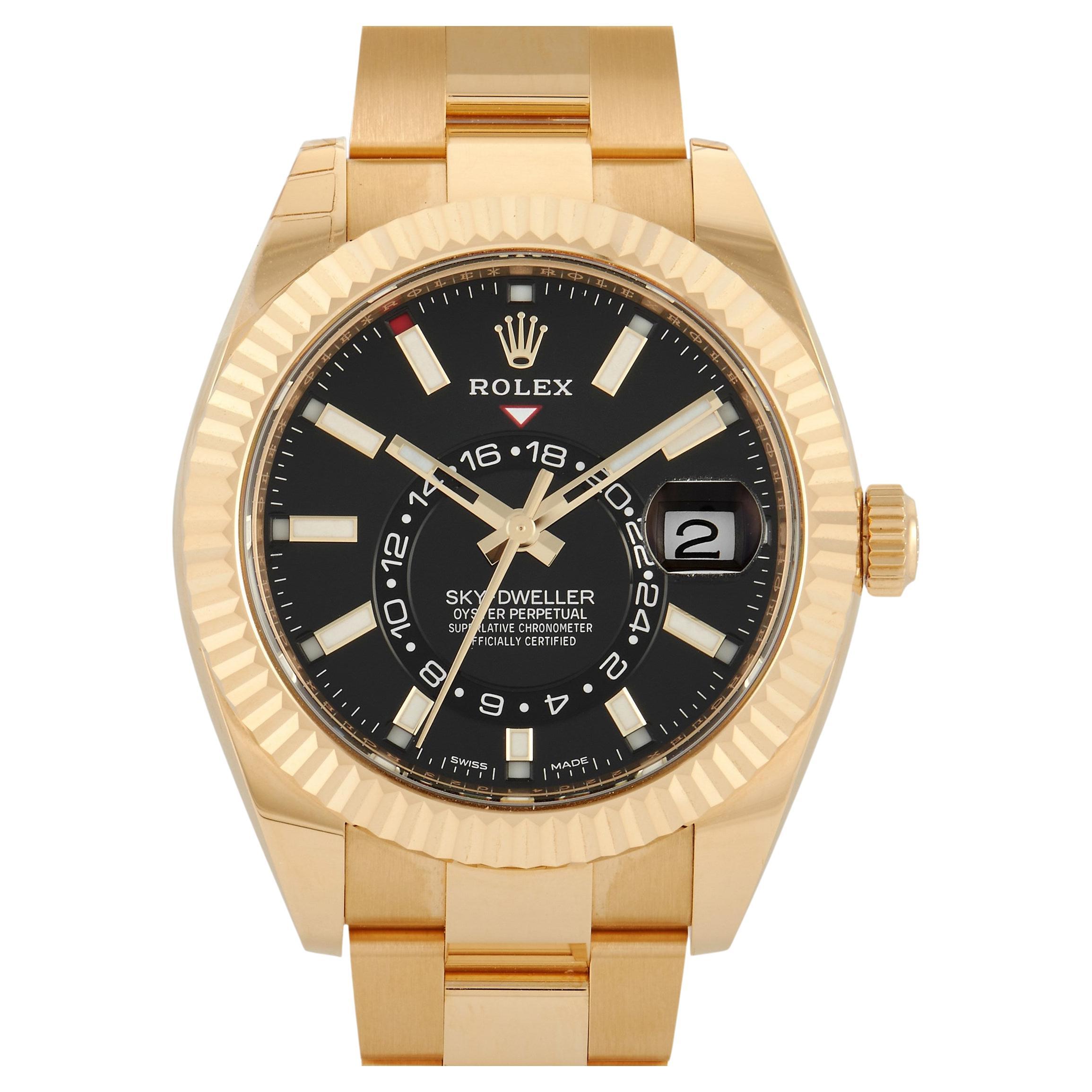 Rolex Sky-Dweller Yellow Gold Black Dial Watch 326938-0004