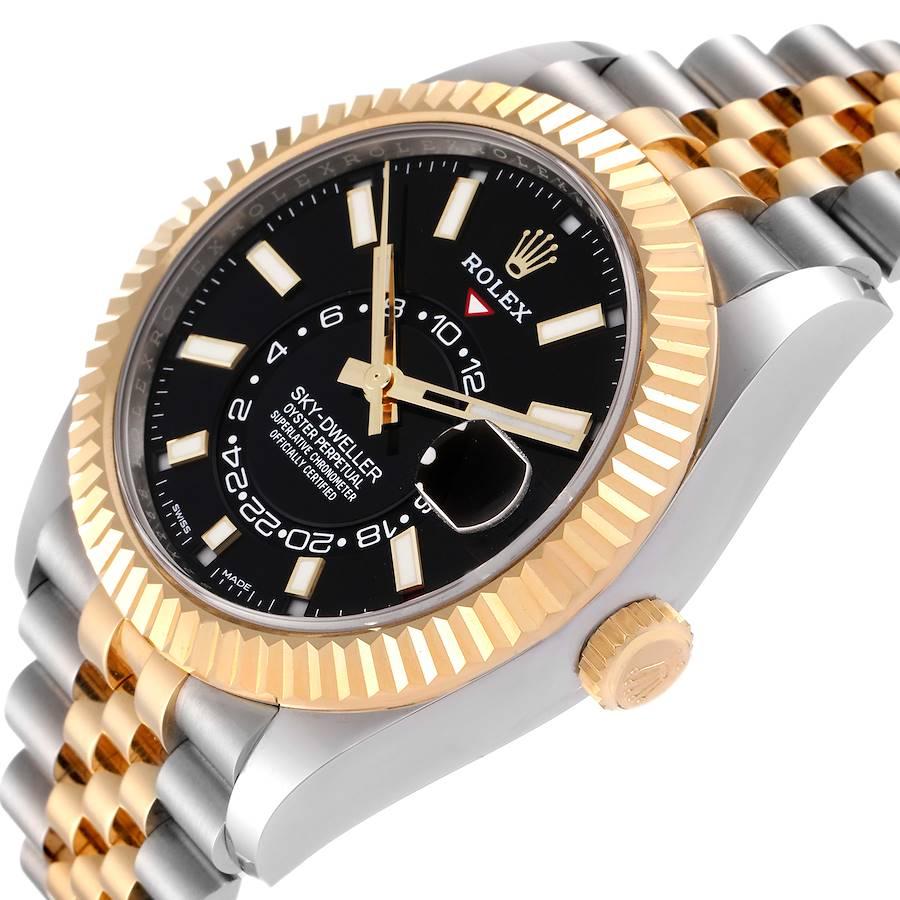 Men's Rolex Sky Dweller Yellow Gold Steel Black Dial Mens Watch 326933 Unworn For Sale