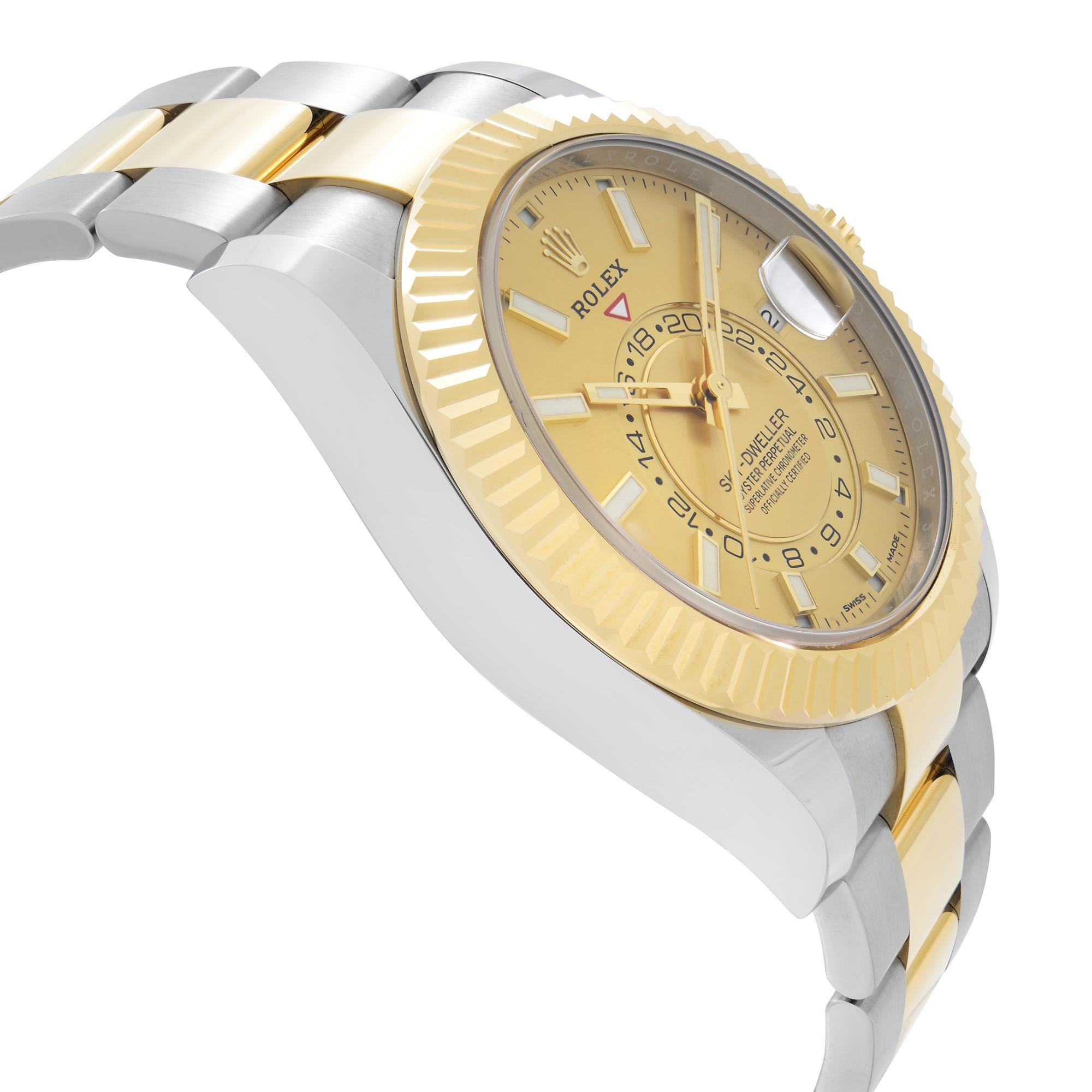 Men's Rolex Sky-Dweller Yellow Gold Steel Champagne Dial Automatic Mens Watch 326933