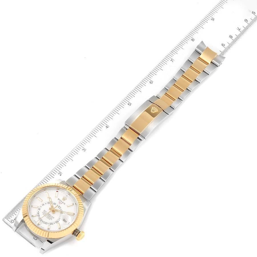 Rolex Sky Dweller Yellow Gold Steel White Dial Mens Watch 326933 Box Card For Sale 3