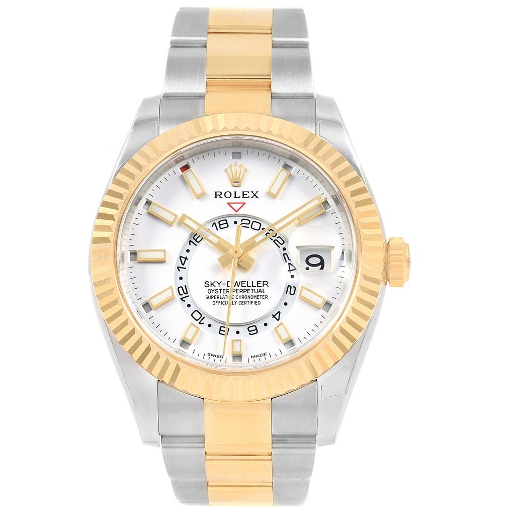 Rolex Sky Dweller Yellow Gold Steel White Dial Men's Watch 326933 Unworn 1