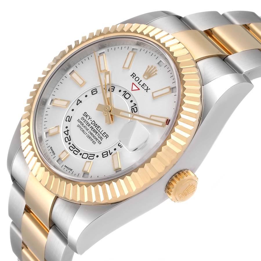 Men's Rolex Sky Dweller Yellow Gold Steel White Dial Mens Watch 326933 Unworn For Sale