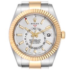 Rolex Sky Dweller Yellow Gold Steel White Dial Men's Watch 326933 Unworn