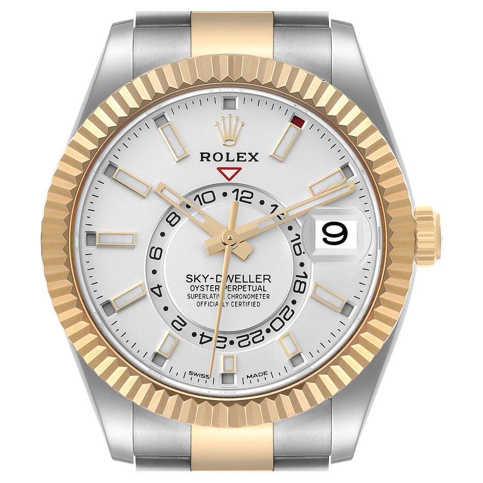 Rolex Sky Dweller Oro Amarillo Acero Esfera Blanca Reloj Caballero 326933 Sin Usar