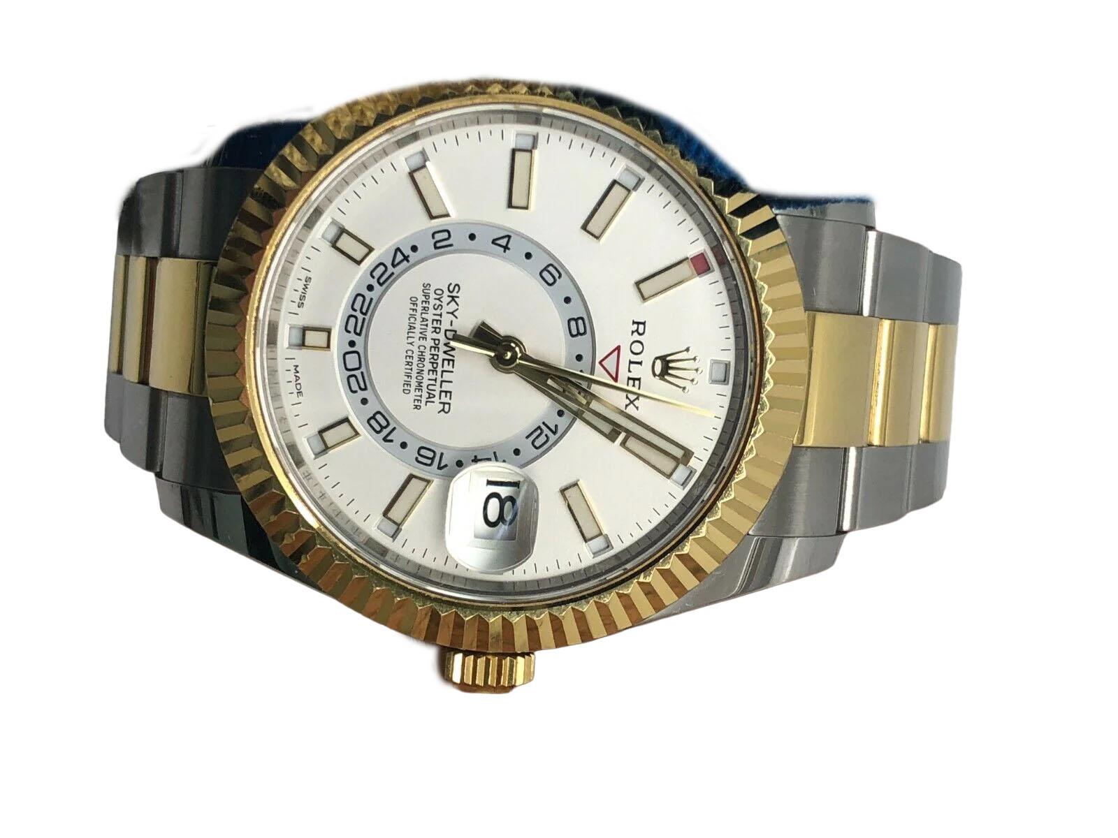 Montre Rolex Skydweller bicolore pour hommes Cadran blanc 326933 en vente 1
