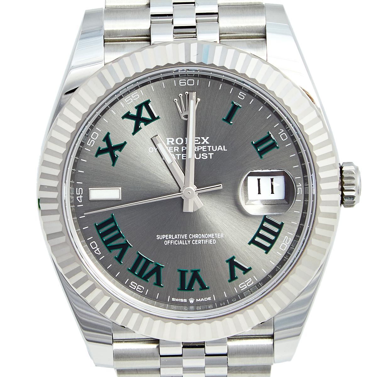 Rolex Slate Grey 18K White Gold Stainless Steel Datejust Wristwatch 41 mm In Excellent Condition In Dubai, Al Qouz 2