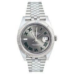 Rolex Slate Grey 18K White Gold Stainless Steel Datejust Wristwatch 41 mm