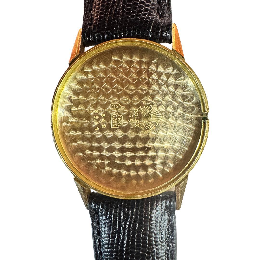 Rolex Speckled Gold Dial 33MM 18K Gold Precision Leather Watch im Angebot 1