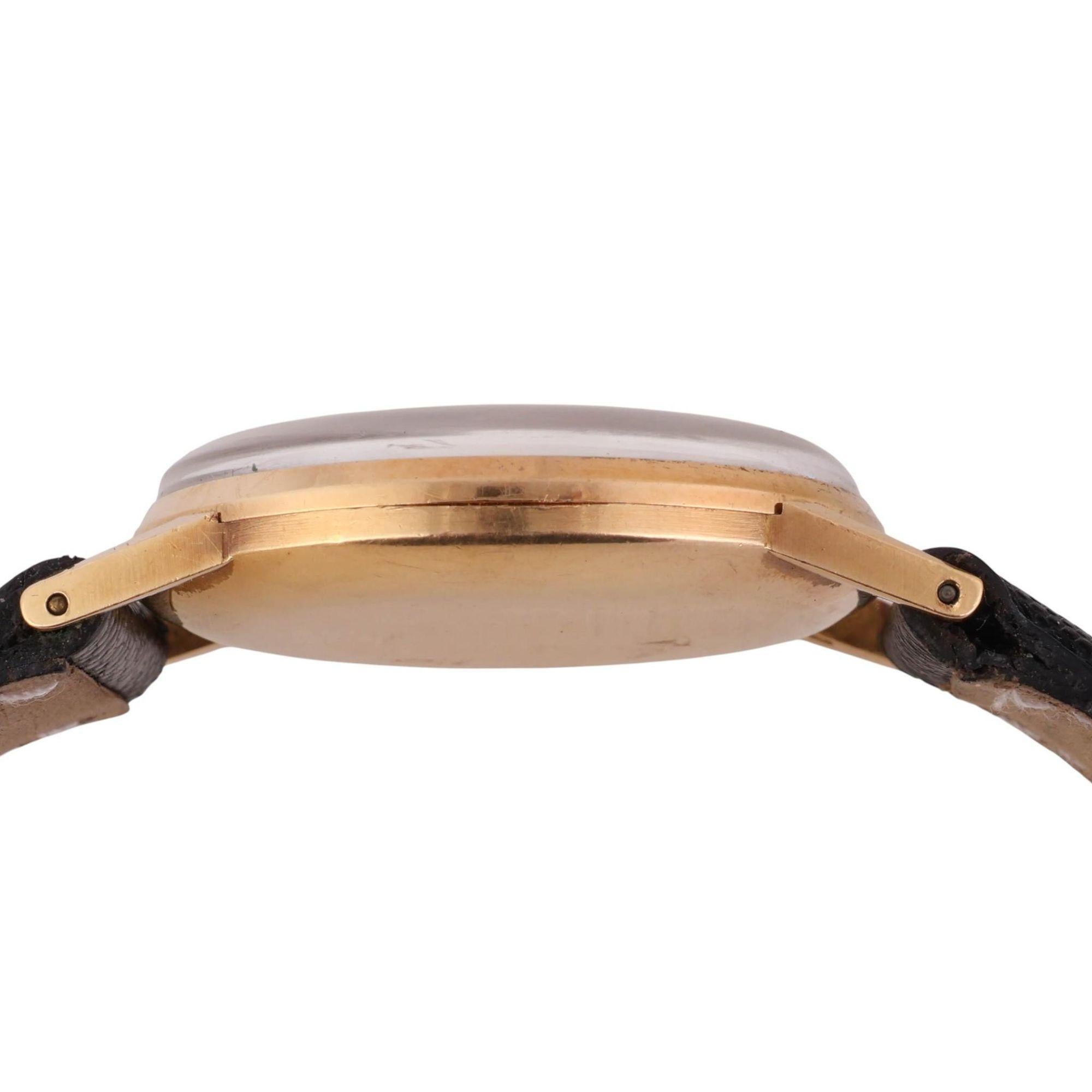 Rolex Speckled Gold Dial 33MM 18K Gold Precision Leather Watch im Angebot 2