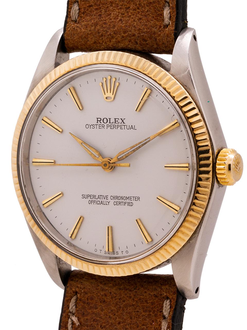Rolex SS/14 Karat YG Oyster Perpetual Ref 1005, circa 1963 In Excellent Condition In West Hollywood, CA