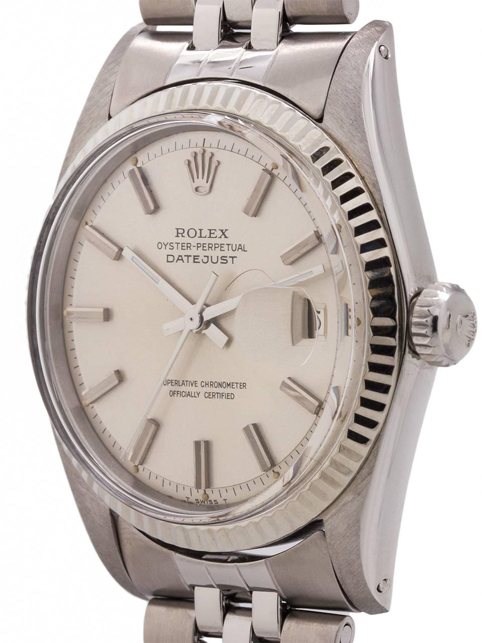 Rolex White Gold Stainless Steel Datejust Self-Winding Wristwatch, circa 1968 In Excellent Condition In West Hollywood, CA